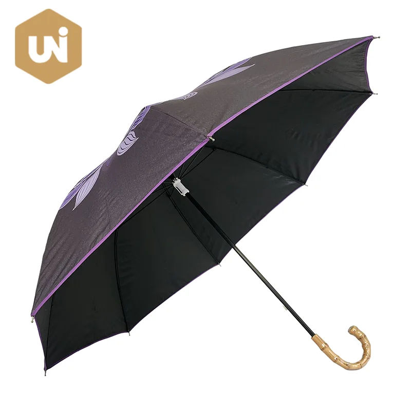 Paraguas de palo de madera para adultos abierto manual